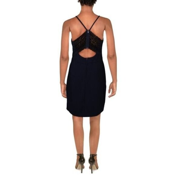 Speechless Lace Back Wrap Bodycon Dress Midnight Blue Size 11 Juniors New - Picture 1 of 9